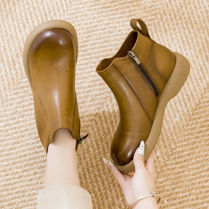 Okahui Ankle Boots Women's Black, Brown, Apricot, Beige-6