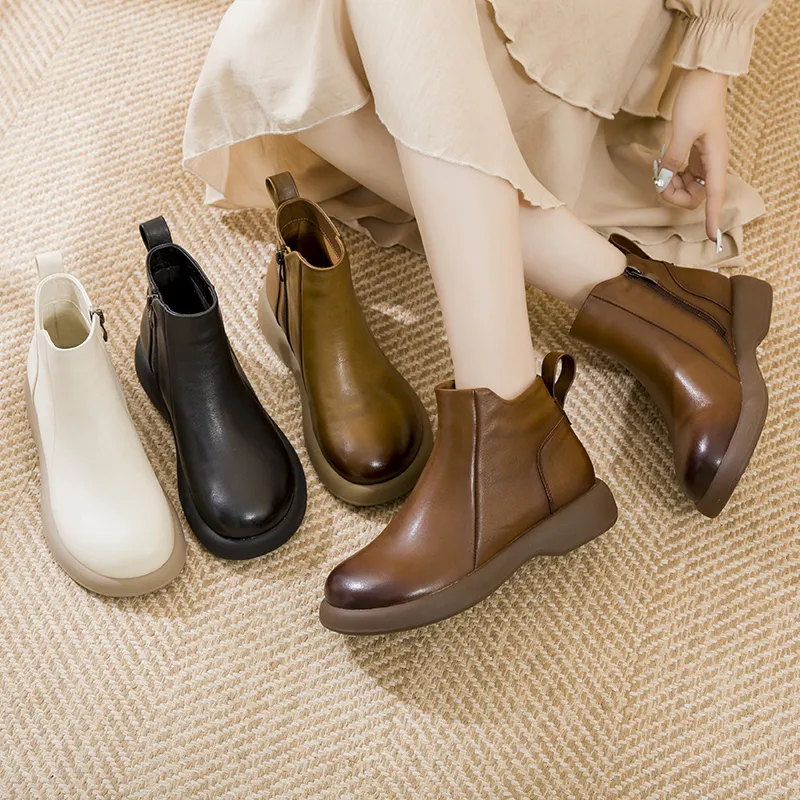 Okahui Ankle Boots Women's Black, Brown, Apricot, Beige-12
