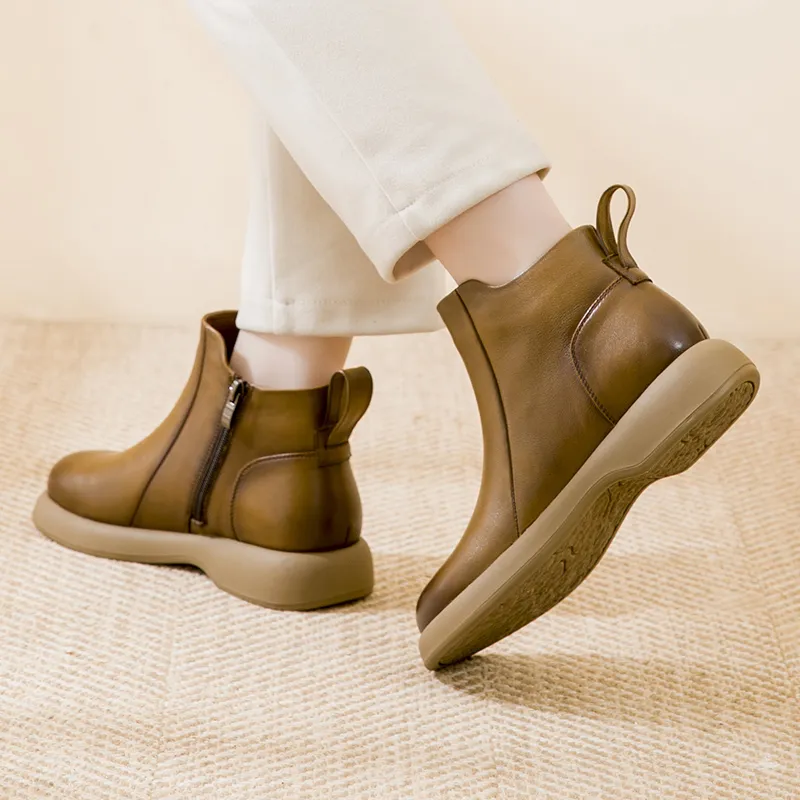Okahui Ankle Boots Women's Black, Brown, Apricot, Beige-5
