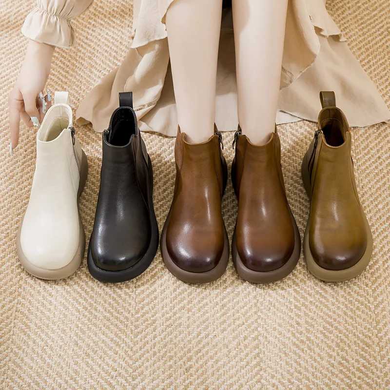 Okahui Ankle Boots Women's Black, Brown, Apricot, Beige-11