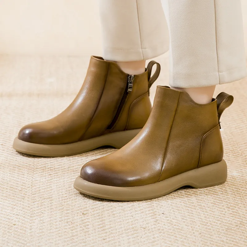 Okahui Ankle Boots Women's Black, Brown, Apricot, Beige-4