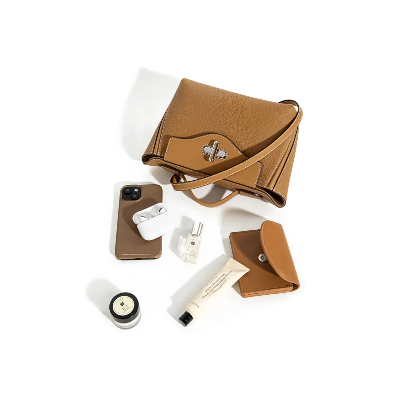 Cthulhu Top Grain Cow Leather Shoulder Bag Crossbody Bag Handbags Medium Size Women's Brown/Black-6