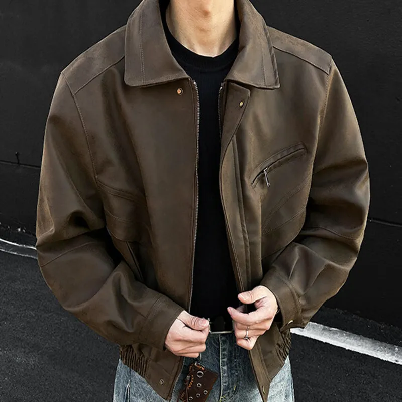 ACUOD BY CHANU Leather Jacket Unisex Brown-1