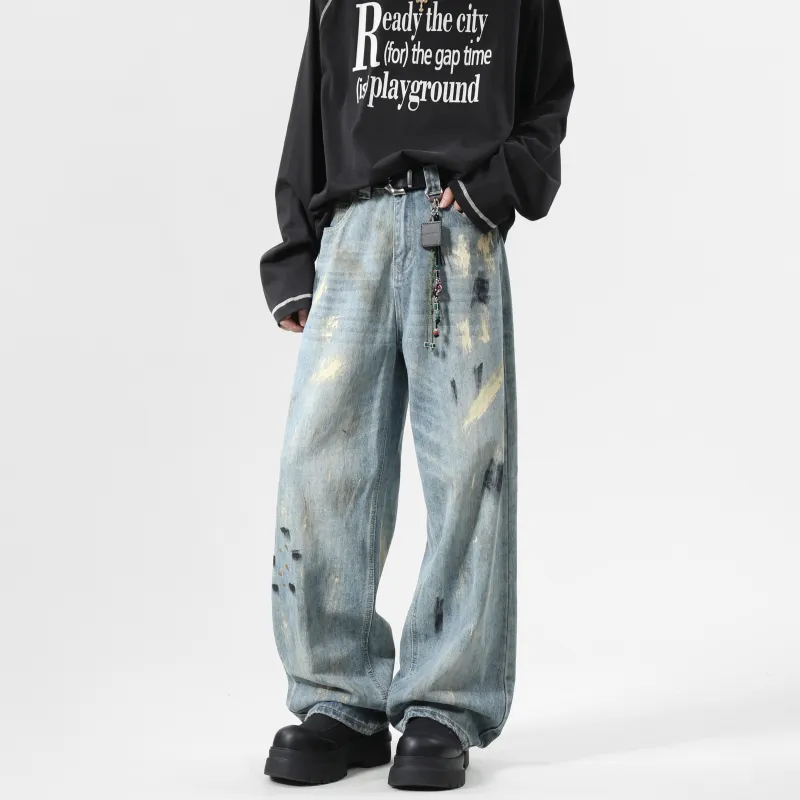 ACUOD BY CHANU Jeans Unisex Ink Splatter Blue-2