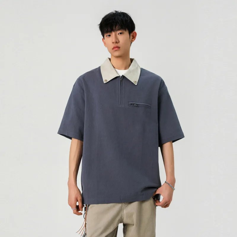 WELTER EXPERIMENT Polo Style Top Unisex Smoke Blue-11
