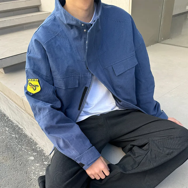 ACUOD BY CHANU Koat Men's Spring Fall Trendy Brand American Stand Collar Cropped Pilot Baseball Jacket Unisex-1