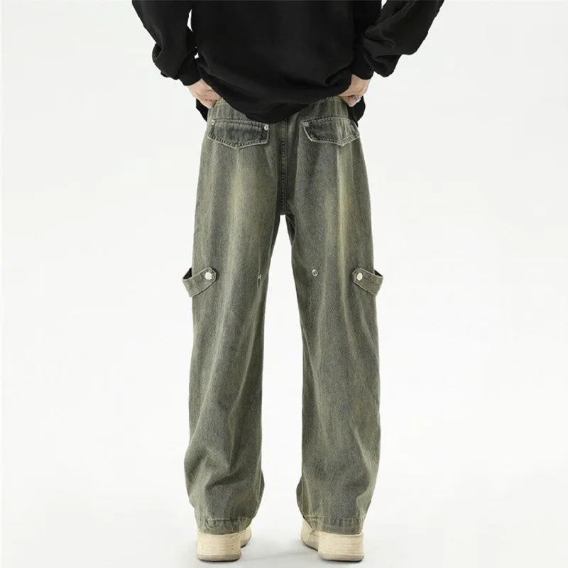 ACUOD BY CHANU Jeans Men's Spring Washable Distressed Design Bootcut Pants Trendy Brand Straight Fit Pants Unisex-5