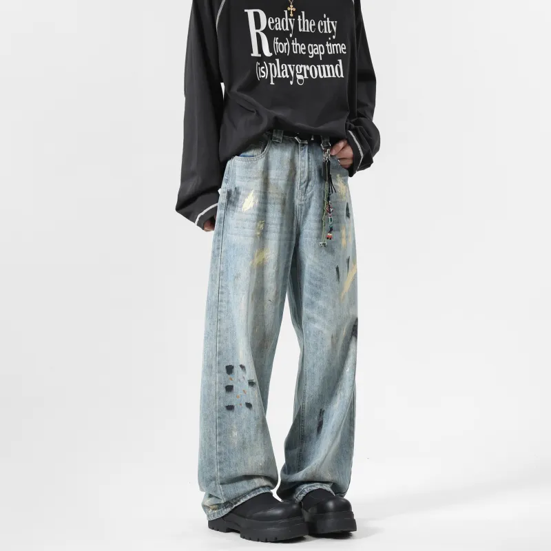 ACUOD BY CHANU Jeans Unisex Ink Splatter Blue-4