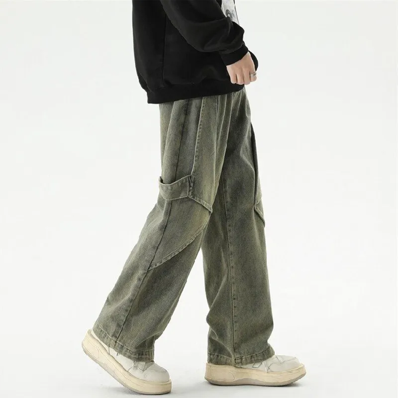 ACUOD BY CHANU Jeans Men's Spring Washable Distressed Design Bootcut Pants Trendy Brand Straight Fit Pants Unisex-4