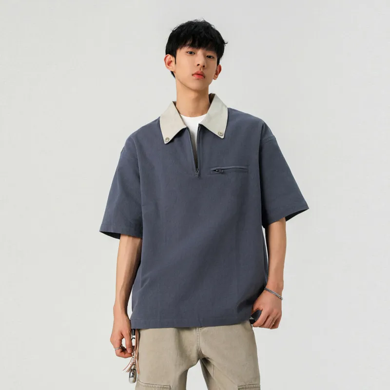 WELTER EXPERIMENT Polo Style Top Unisex Smoke Blue-10