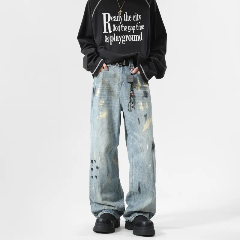 ACUOD BY CHANU Jeans Unisex Ink Splatter Blue-5
