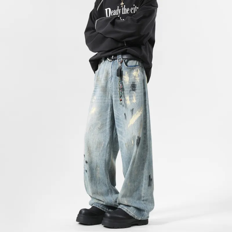 ACUOD BY CHANU Jeans Unisex Ink Splatter Blue-3