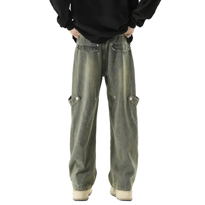 ACUOD BY CHANU Jeans Men's Spring Washable Distressed Design Bootcut Pants Trendy Brand Straight Fit Pants Unisex-1