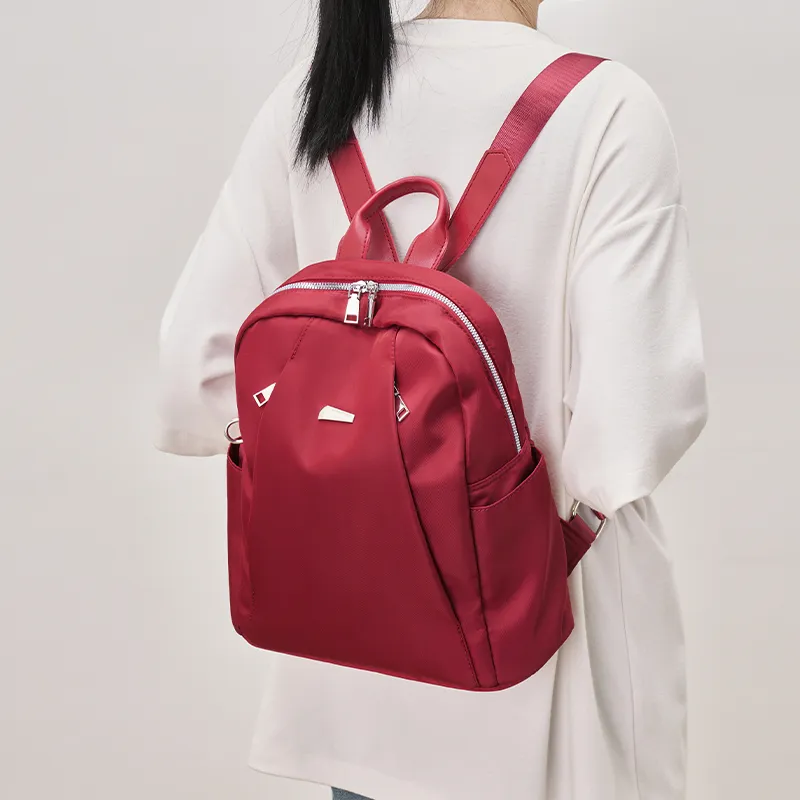 Chearly Kitity Fabric Travel Bags Backpack Regular Unisex Classic Black/Burgundy-8
