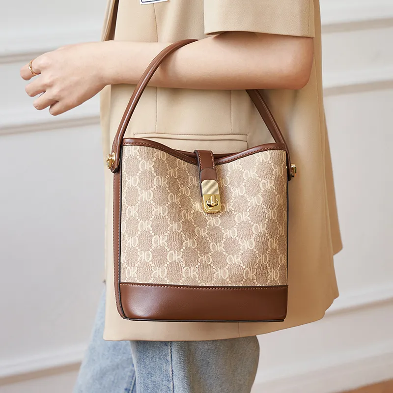 Chearly Kitity PVC Handbags Shoulder Bags Regular Women's Coffee Brown/Cream Apricot-2