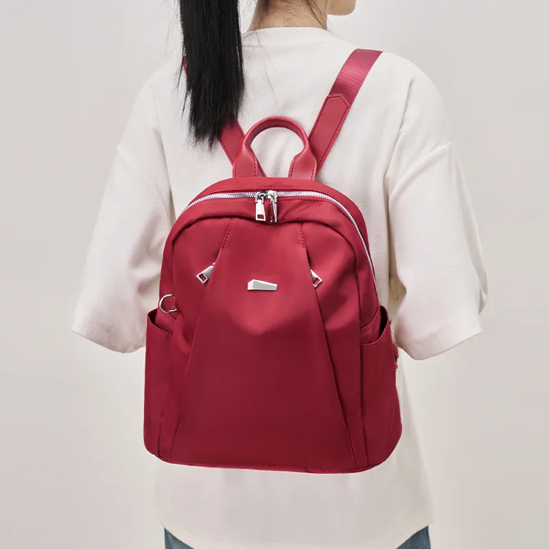 Chearly Kitity Fabric Travel Bags Backpack Regular Unisex Classic Black/Burgundy-6
