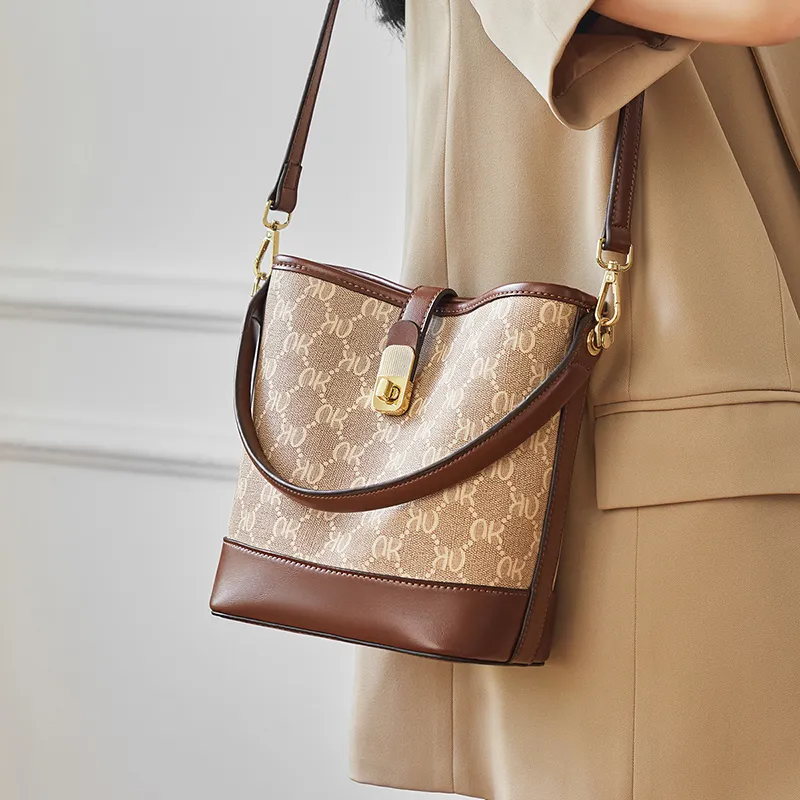 Chearly Kitity PVC Handbags Shoulder Bags Regular Women's Coffee Brown/Cream Apricot-1