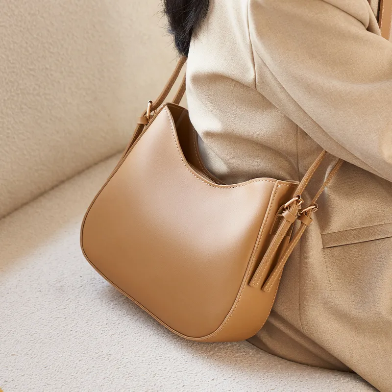 Chearly Kitity Synthetic Leather Saddle Bag, Shoulder Bag Medium Size Women's Classic Black/Coffee/Khaki-5