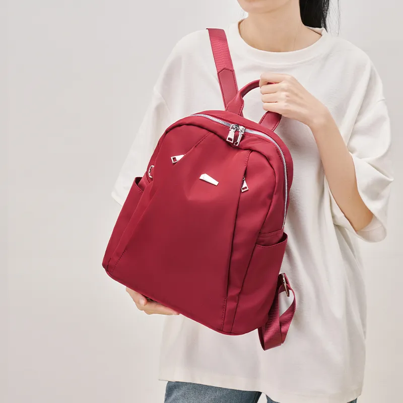 Chearly Kitity Fabric Travel Bags Backpack Regular Unisex Classic Black/Burgundy-7
