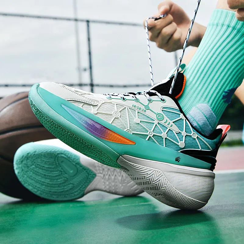 Animal Claws Slip Resistant Lightweight Rebound Low Top Basketball Shoes Unisex Jade Green-4