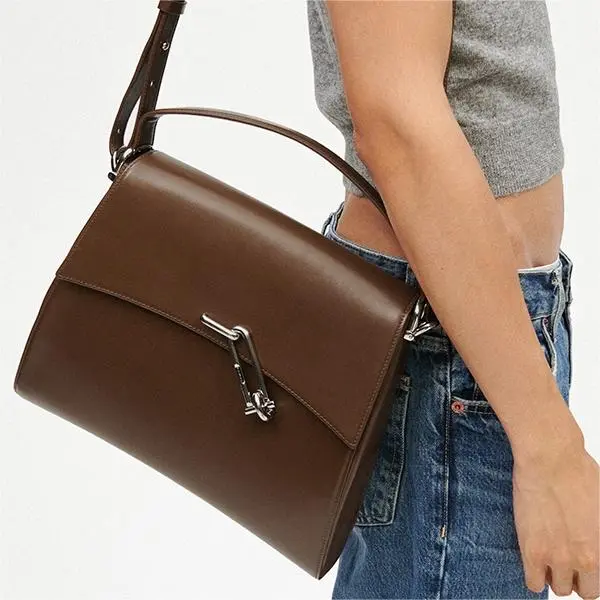 TAD FAB Smooth Cow Leather Messenger Bag One Shoulder Handbag Large Size Unisex Black/Purple/Brown-8