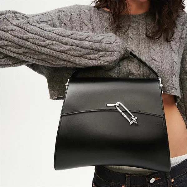 TAD FAB Smooth Cow Leather Messenger Bag One Shoulder Handbag Large Size Unisex Black/Purple/Brown-1