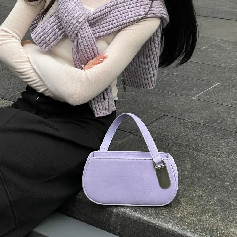 TAD FAB Suede Surface Handbag Women's Lavender-3