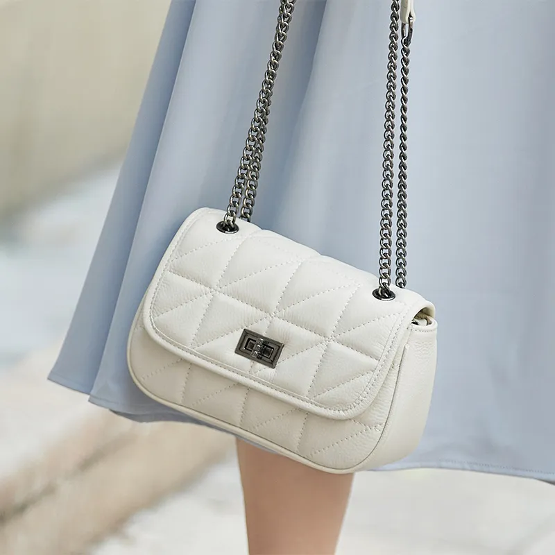 ZOOLER Top Grain Cow Leather Crossbody Bags Trumpets Women's Black/Blue/White-1