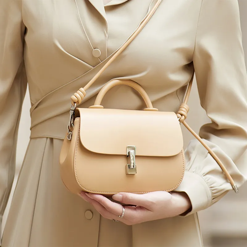 ZOOLER Cow Leather Crossbody Bag, Shoulder Bag Women's Cream Apricot/Milkshake White/Cookie/Hepburn Black-19