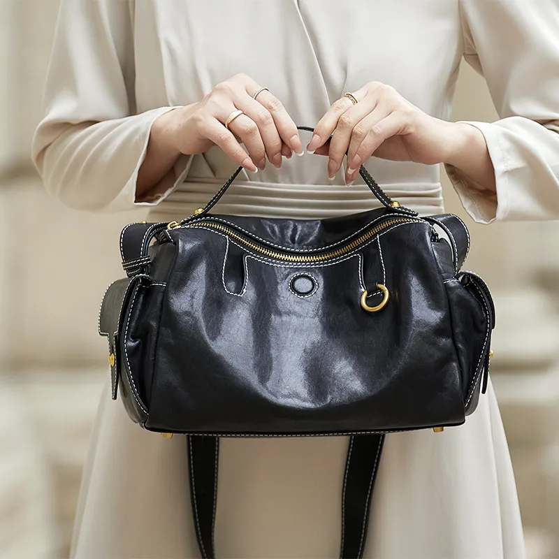 ZOOLER Top Grain Cow Leather Crossbody Handbag Women's Black-4
