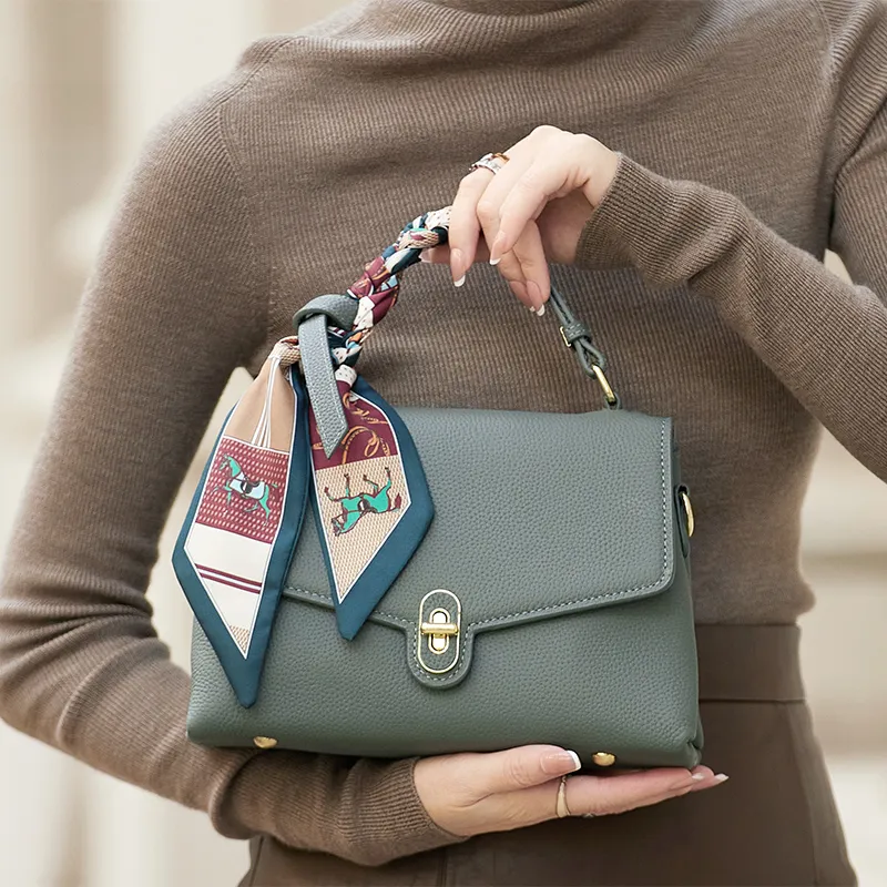 ZOOLER Top Grain Cow Leather Handbag, Shoulder Bag Regular Women's Pearl Blue-5