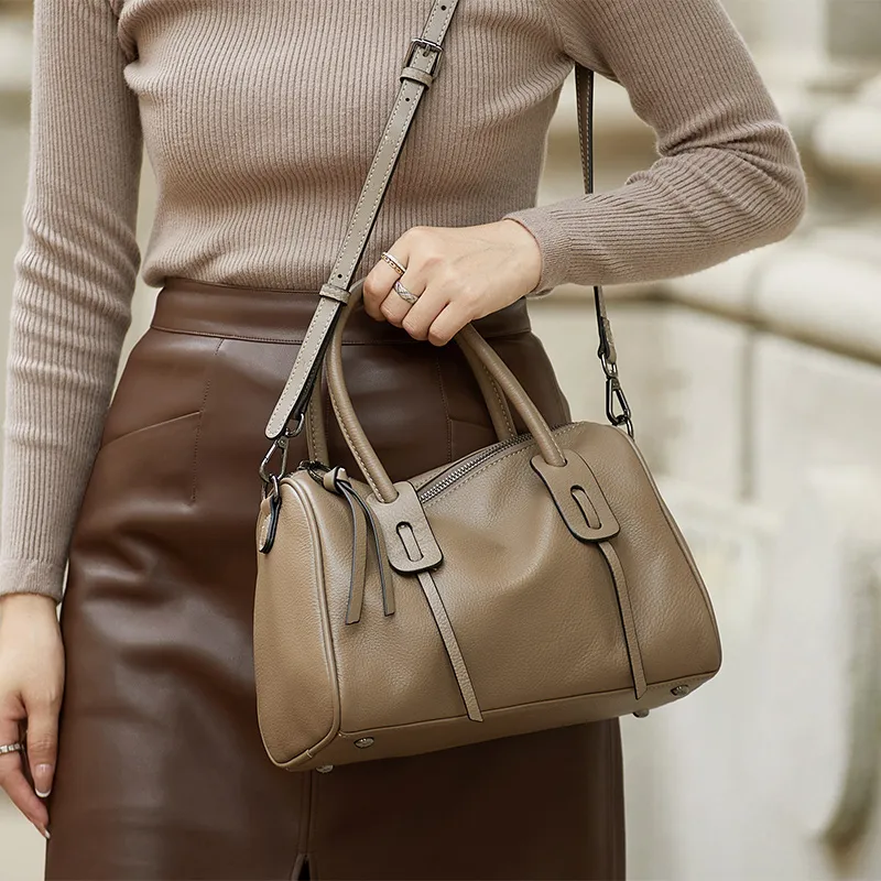 ZOOLER Top Grain Cow Leather Handbag Women's Black/Khaki/Caramel/Burgundy-3