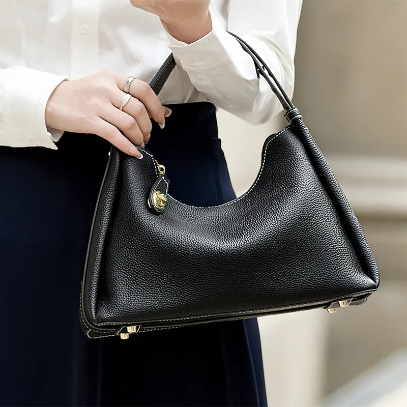 ZOOLER Top Grain Cow Leather Shoulder Bag Women's Mysterious Black-3