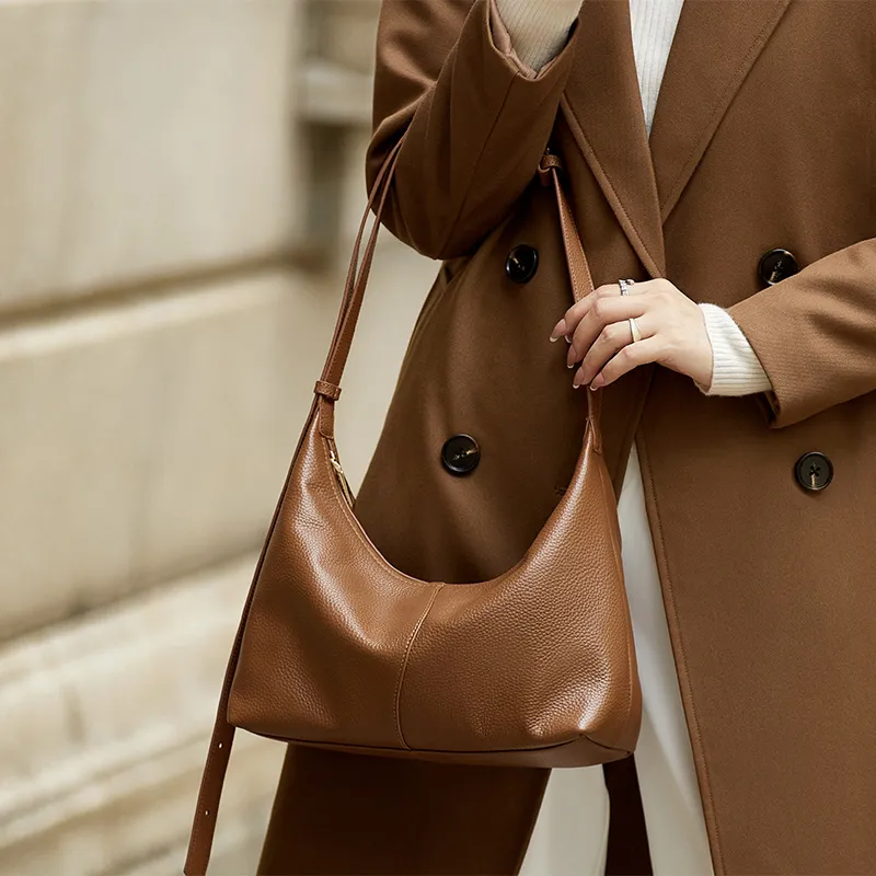 ZOOLER Top Grain Cow Leather Commute Practical Shoulder Bag Women's Black/Vintage Brown/Soft Apricot-11