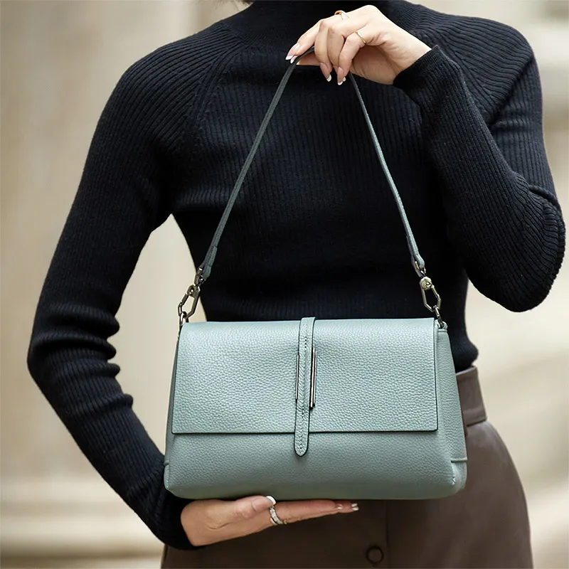 ZOOLER Top Grain Cow Leather Shoulder Bag Trumpets Women's Green-2