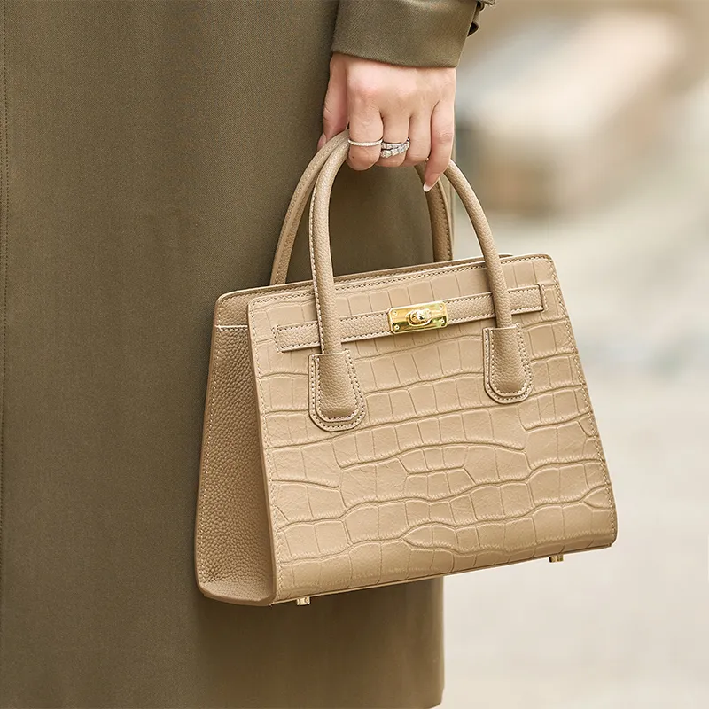 ZOOLER Top Grain Cow Leather Handbag Regular Women's Milk Tea-4