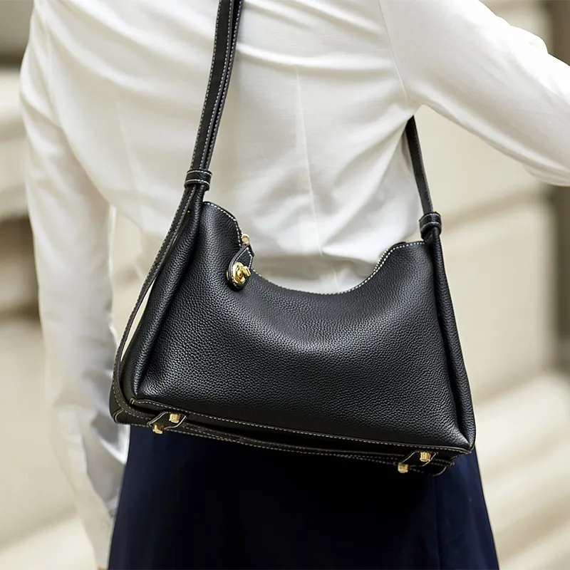 ZOOLER Top Grain Cow Leather Shoulder Bag Women's Mysterious Black-2