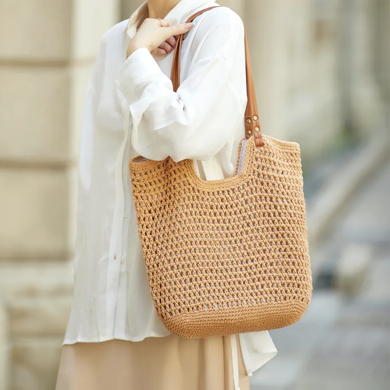 ZOOLER Cotton Rope Woven Versatile Practical Shoulder Bag Women's Multicolor-8