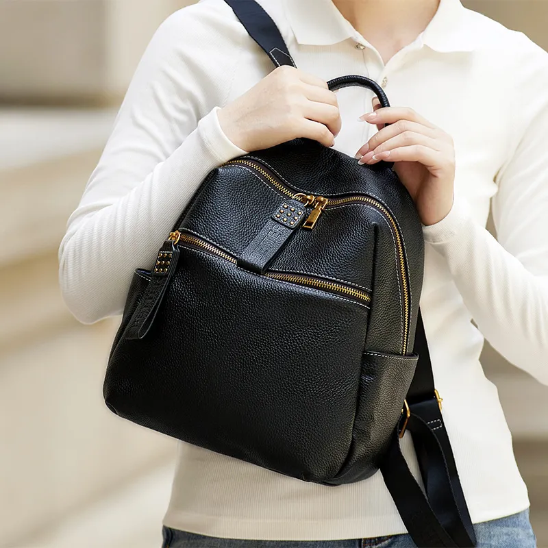 ZOOLER Top Grain Cow Leather Backpack Women's Black/Jasper-1