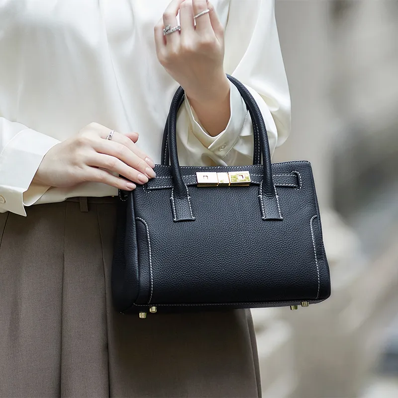 ZOOLER Cow Leather One Shoulder Handbag Women's Phantom Night Black/Gold Brown/Cream Apricot-4
