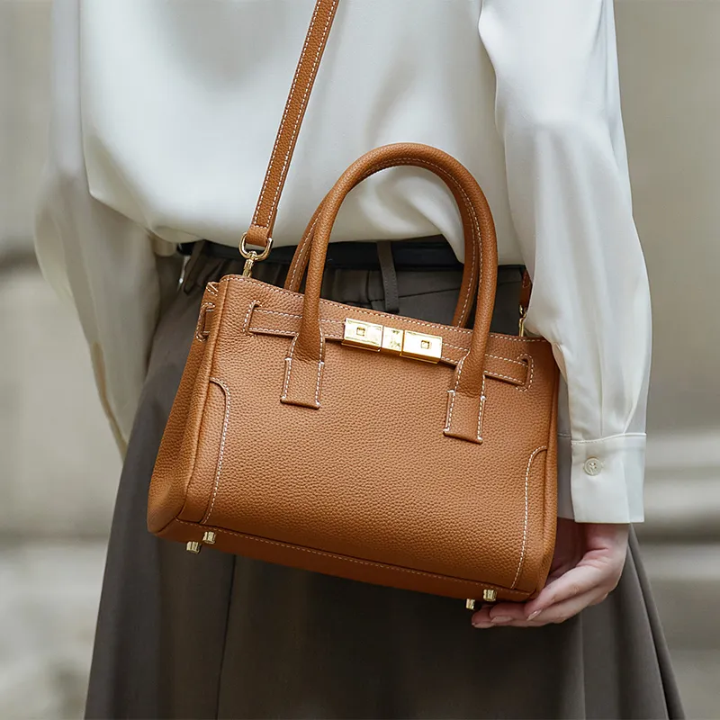 ZOOLER Cow Leather One Shoulder Handbag Women's Phantom Night Black/Gold Brown/Cream Apricot-9