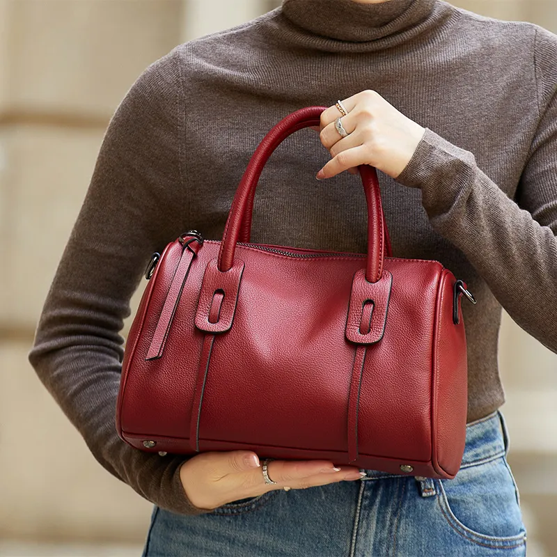 ZOOLER Top Grain Cow Leather Handbag Women's Black/Khaki/Caramel/Burgundy-27
