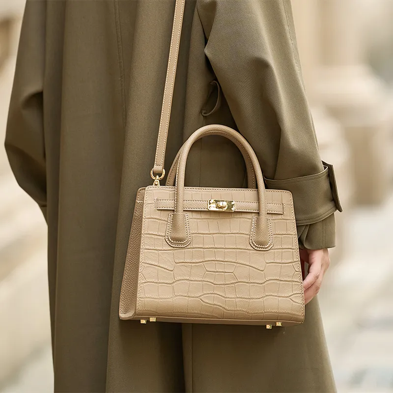 ZOOLER Top Grain Cow Leather Handbag Regular Women's Milk Tea-1