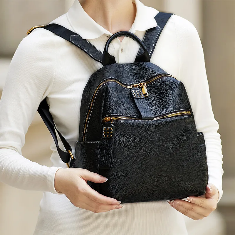 ZOOLER Top Grain Cow Leather Backpack Women's Black/Jasper-2