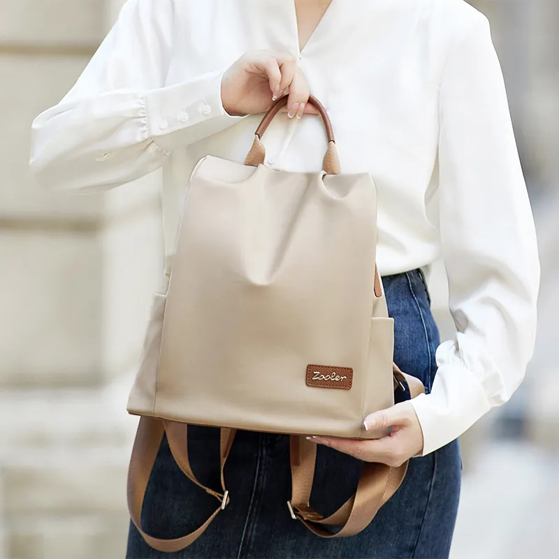 ZOOLER Oxford Backpack Large Size Women's Black/Navy Blue/Apricot-3