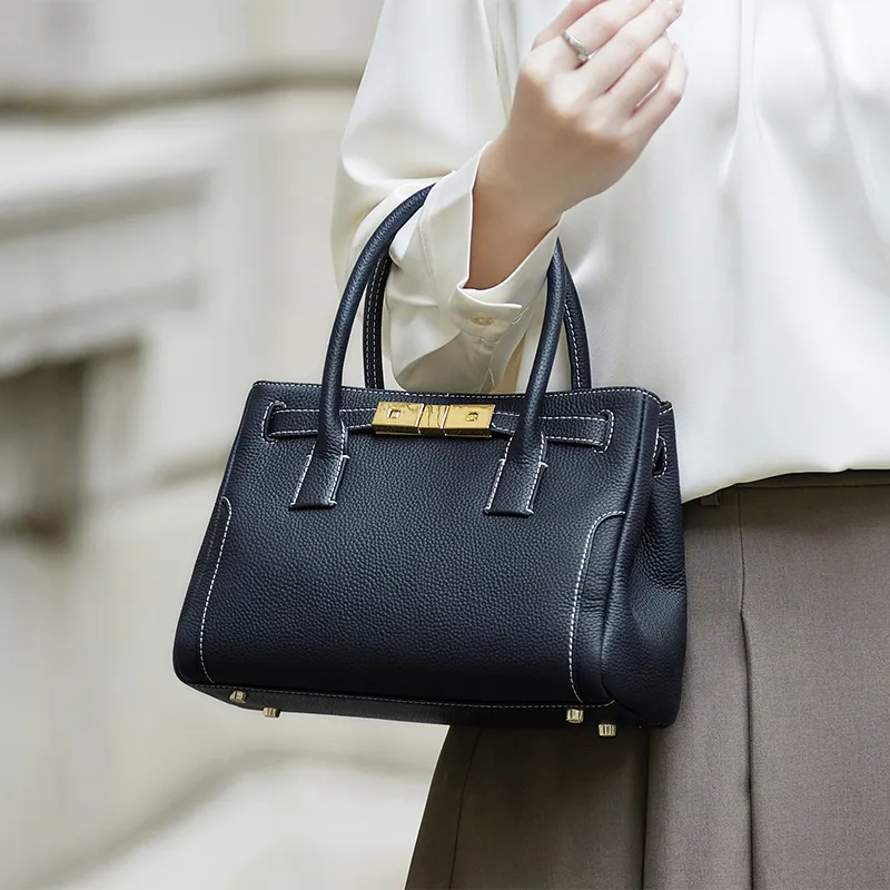 ZOOLER Cow Leather One Shoulder Handbag Women's Phantom Night Black/Gold Brown/Cream Apricot-2