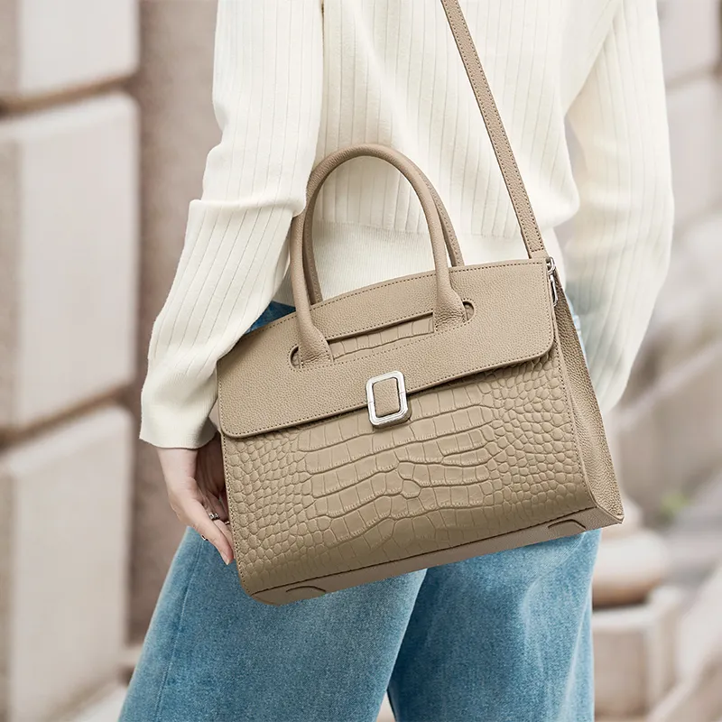 ZOOLER Top Grain Cow Leather One Shoulder Handbag Regular Women's Elephant Gray/Hepburn Black-2