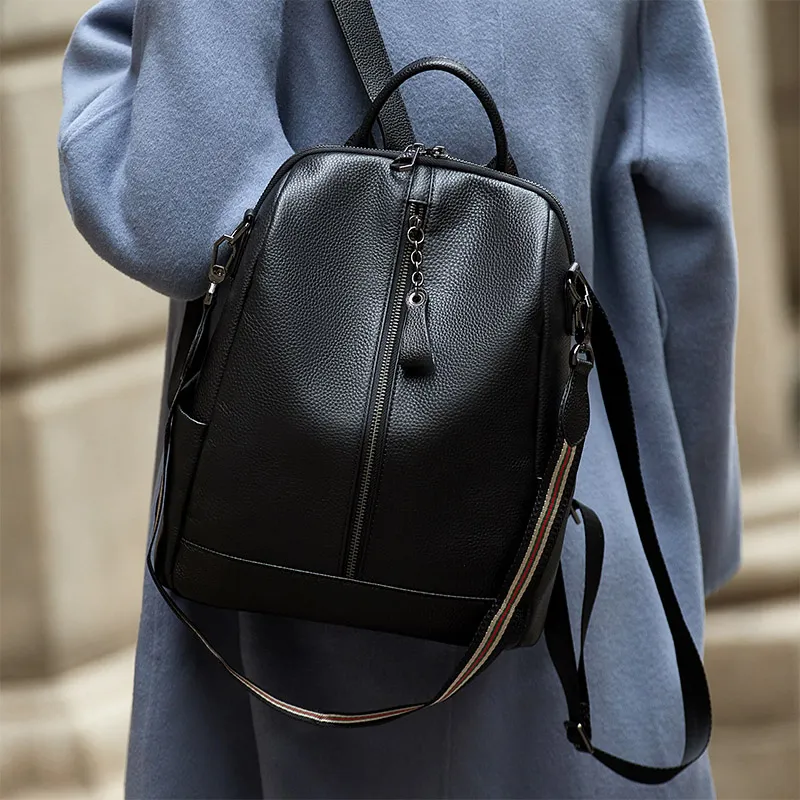ZOOLER Top Grain Cow Leather Backpack Regular Women's Black-6