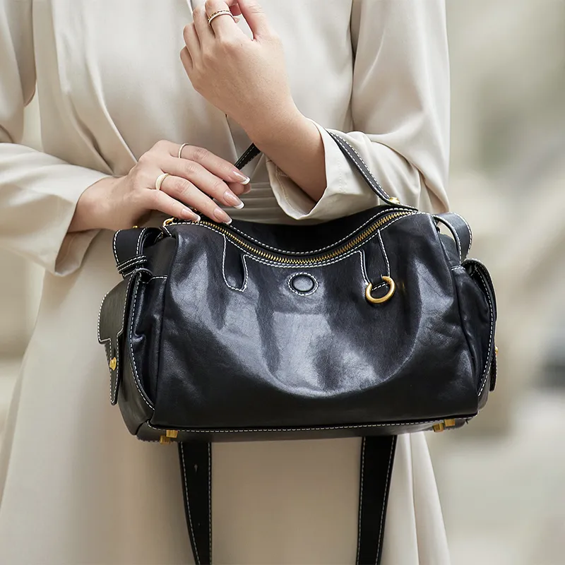 ZOOLER Top Grain Cow Leather Crossbody Handbag Women's Black-5