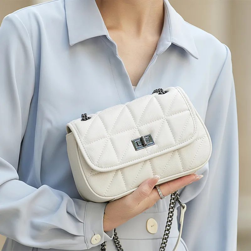 ZOOLER Top Grain Cow Leather Crossbody Bags Trumpets Women's Black/Blue/White-5